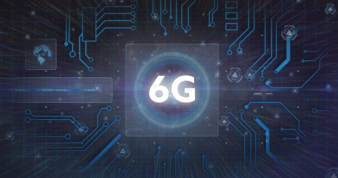 Futuristic 6G Technology Concept with Circuit Board