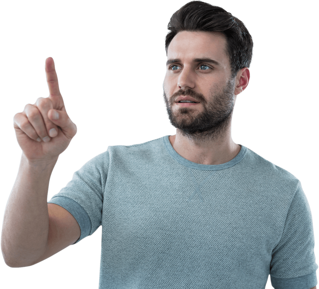 Man Interacting with Transparent Virtual Interface - Download Free Stock Images Pikwizard.com
