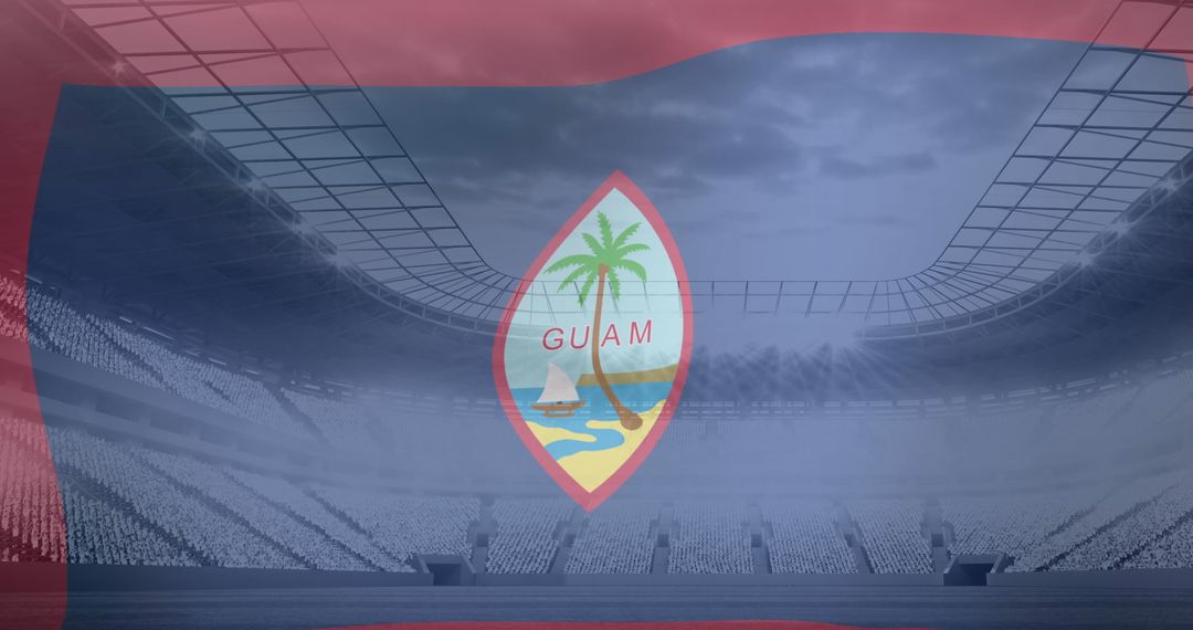 Guam Flag Overlaying Modern Soccer Stadium - Free Images, Stock Photos and Pictures on Pikwizard.com