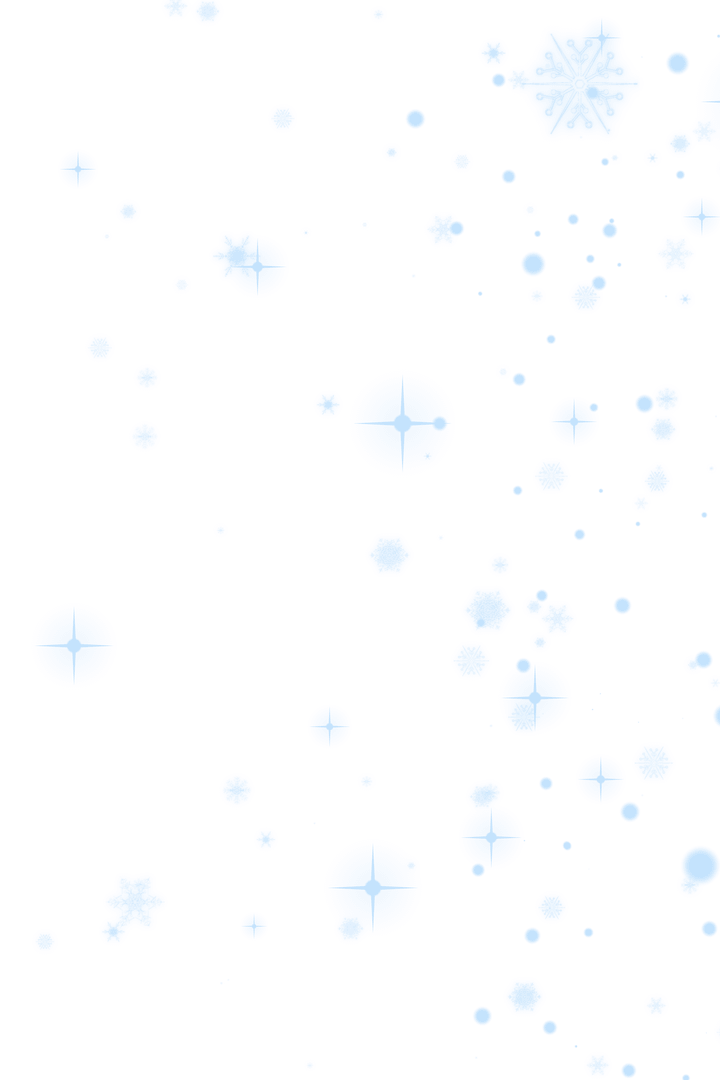 Blue Stars and Snowflakes on Transparent Background with Isolated Decoration