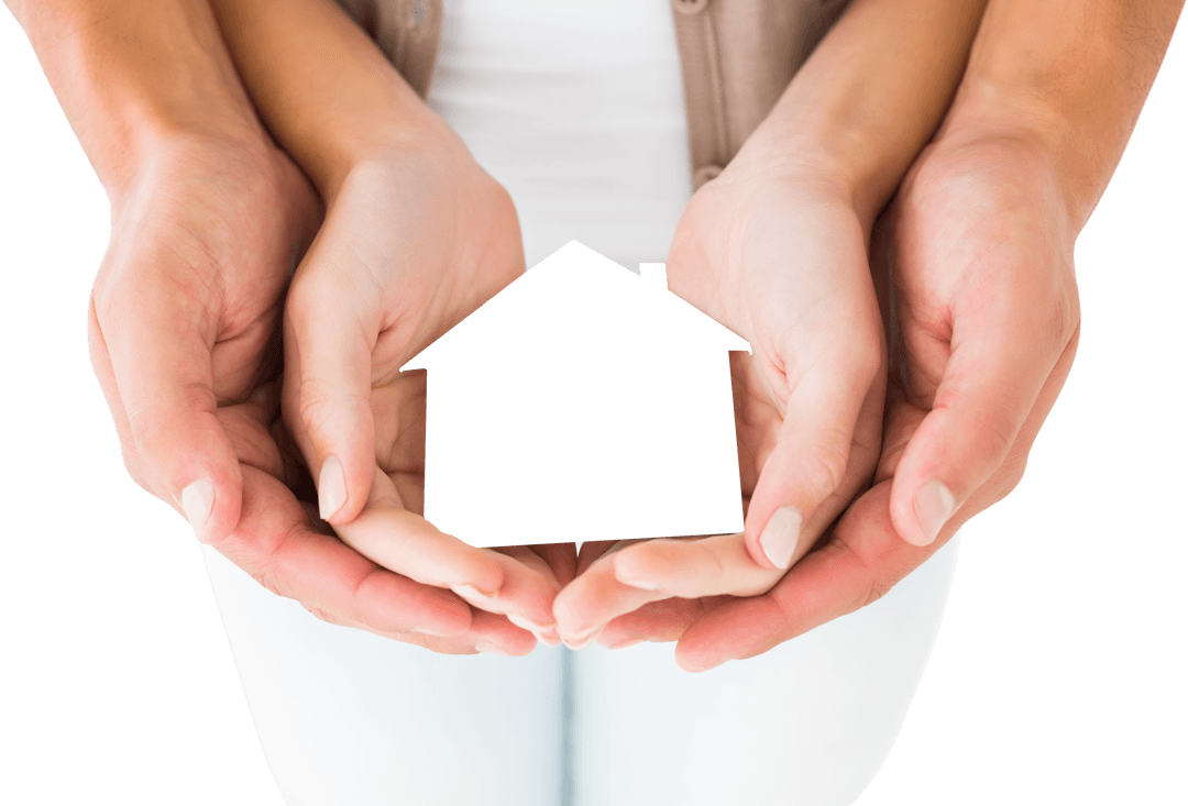 Caucasian Couple Holding House Icon with Transparent Background