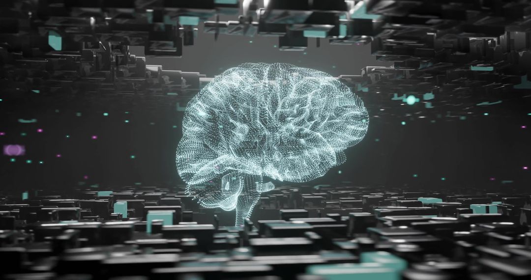 Digital Brain Model Illustrating Neural Network Connectivity