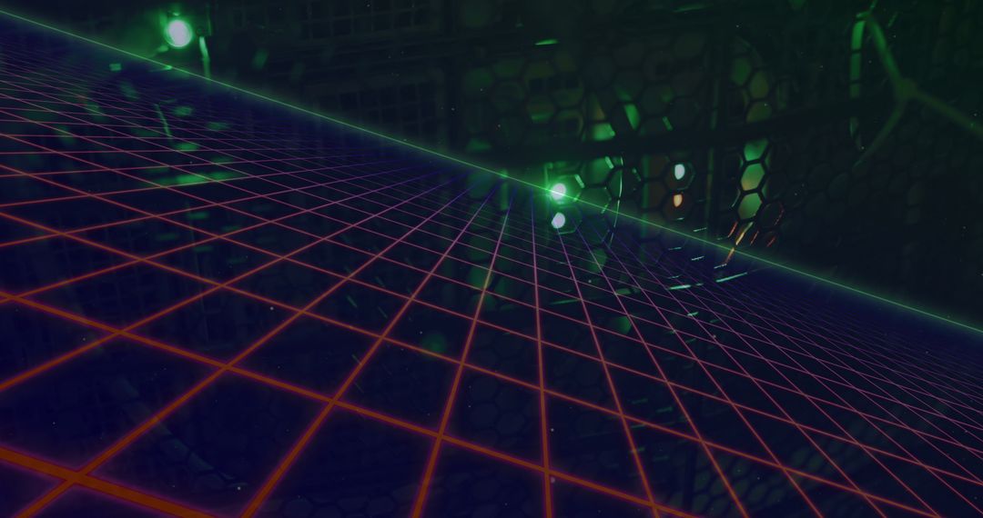 Futuristic Grid Overlay on Data Server Architecture