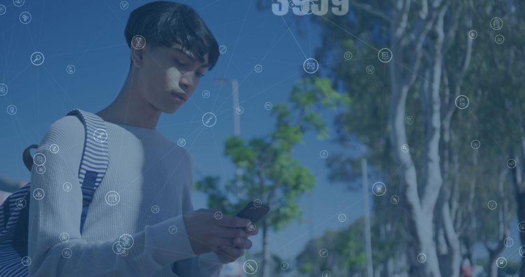 Young Man Engaged with Technology in a Connected World