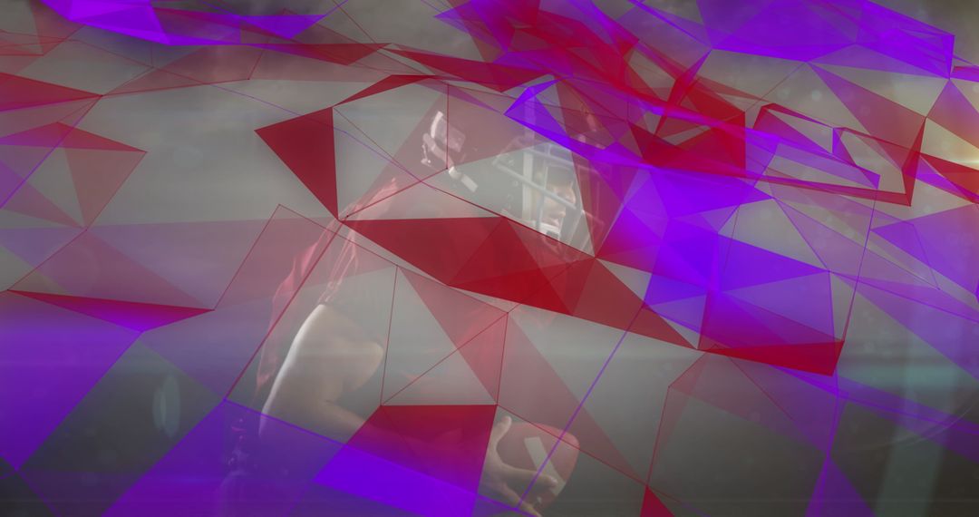 Rugby Player Running in Digital Abstract Overlay