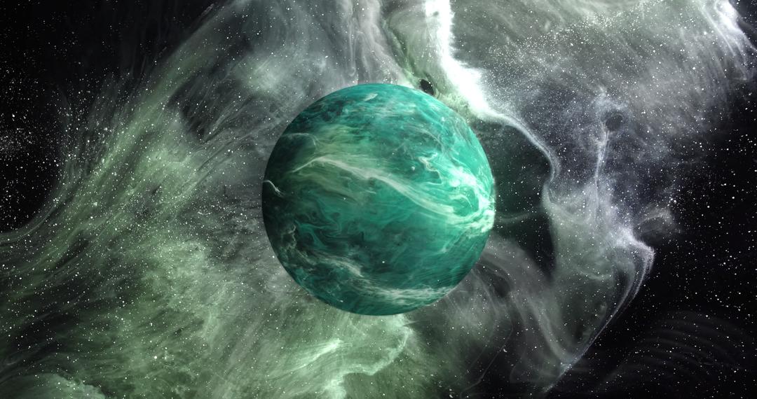 Mystical Green Planet in Galactic Swirl - Free Images, Stock Photos and Pictures on Pikwizard.com