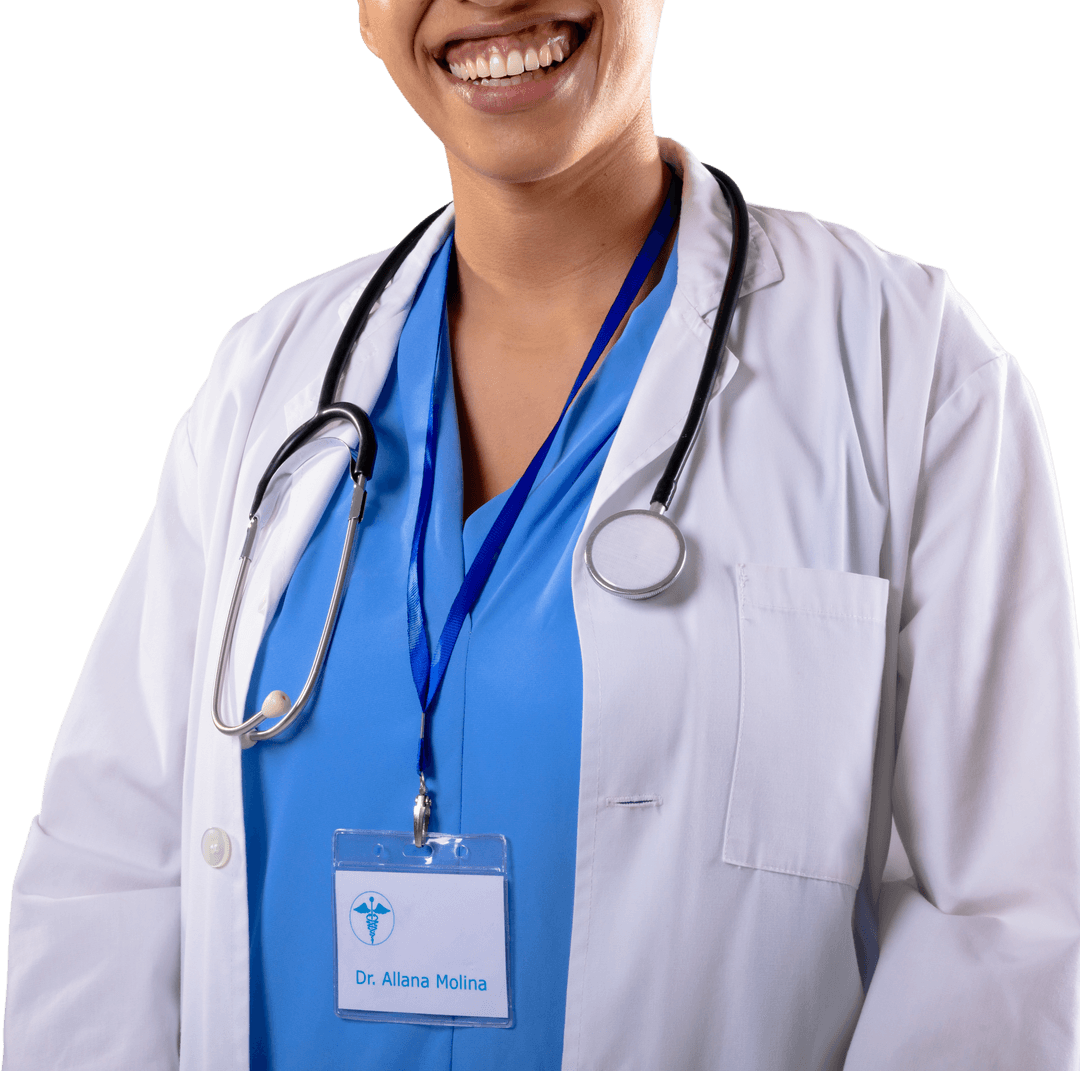 Transparent Midsection Illustrating Smiling Doctor with Stethoscope