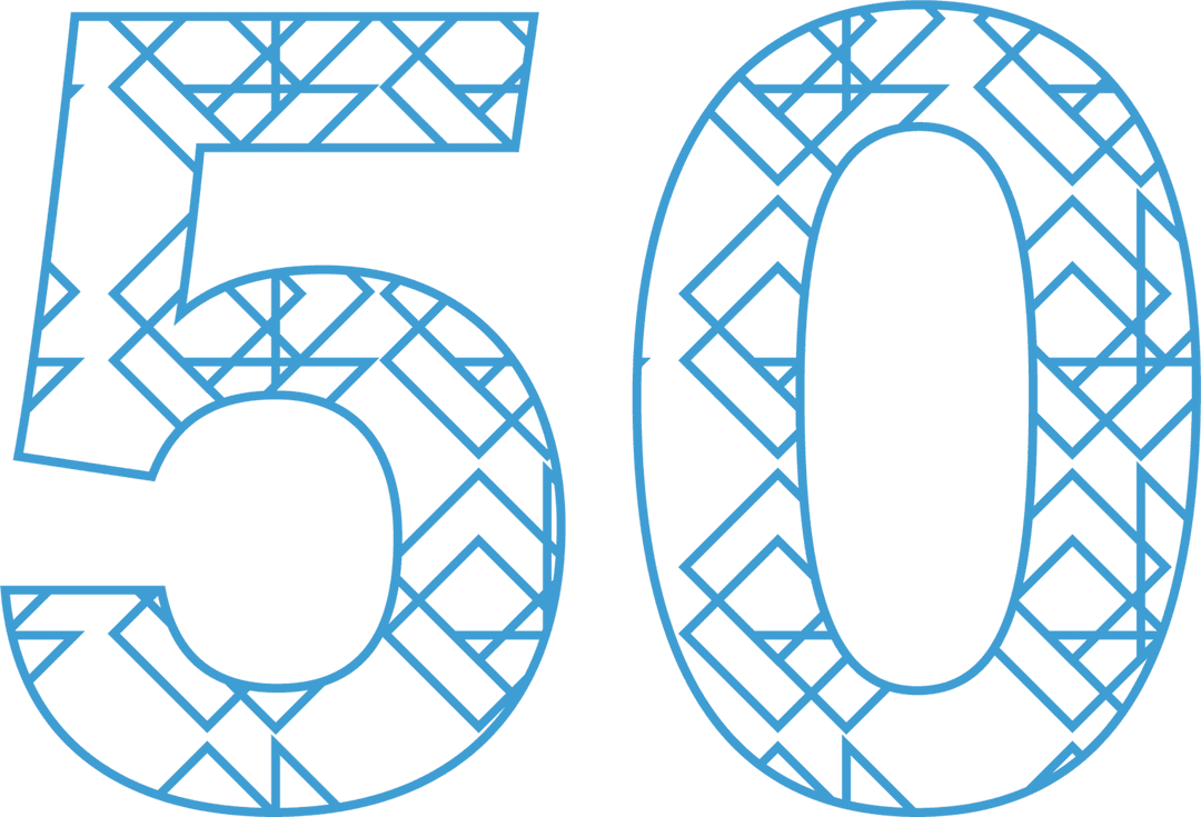 Patterned Blue 50 Number on Transparent Background Birthday Decoration