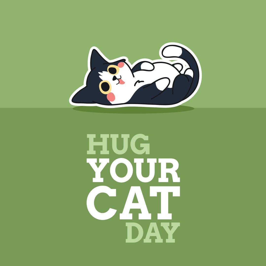 Cute Cartoon Cat Illustration Celebrating Hug Your Cat Day