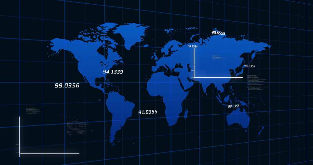 Global Financial Data Processing Over World Map