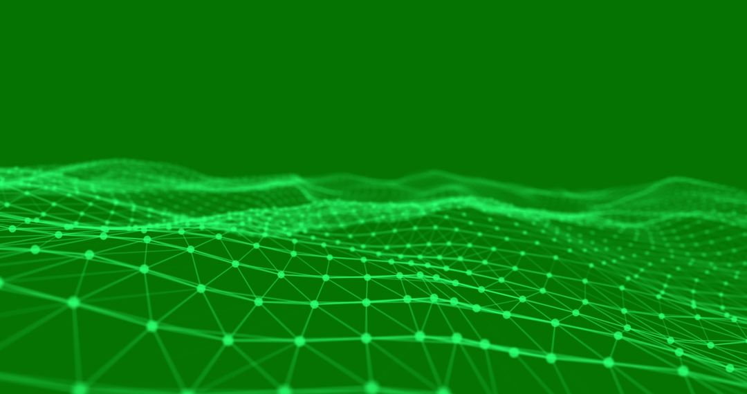 Futuristic Green Wireframe Digital Landscape