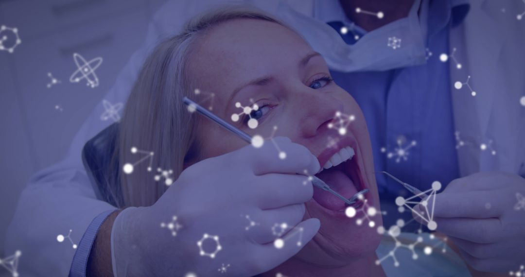 Dentist Treating Patient with Molecular Overlay
