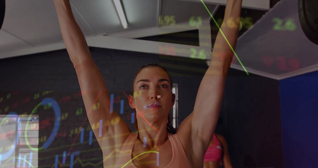 Confident Female Lifting Barbell Tracking Performance Insights