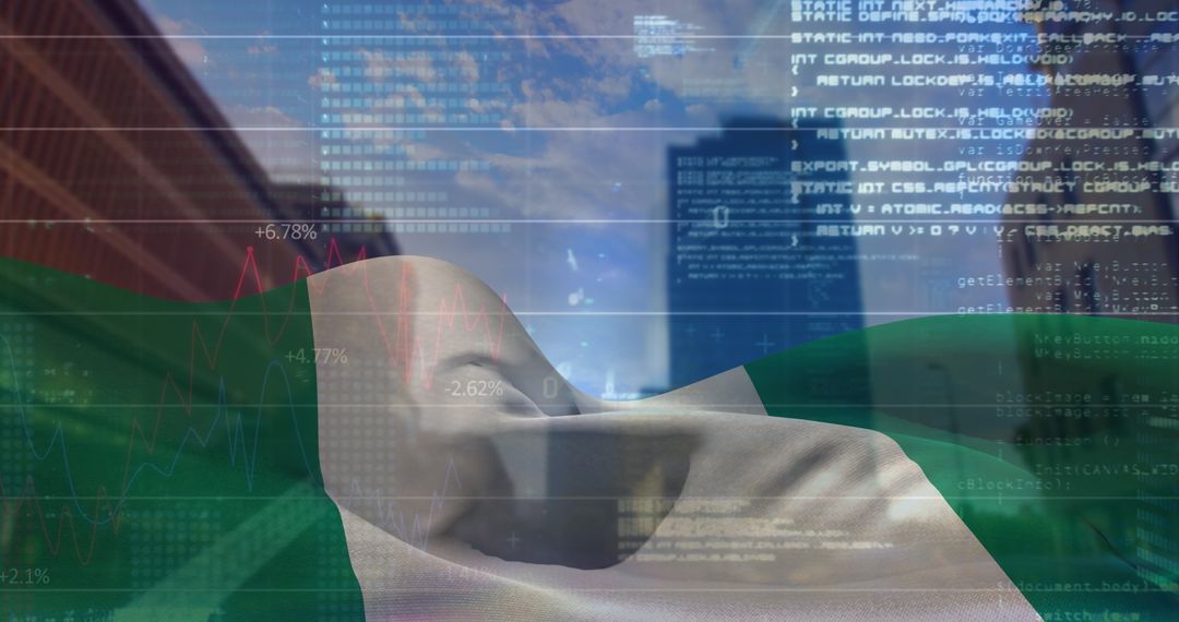 Global Technology and Finance Concepts Merging with Nigeria Flag