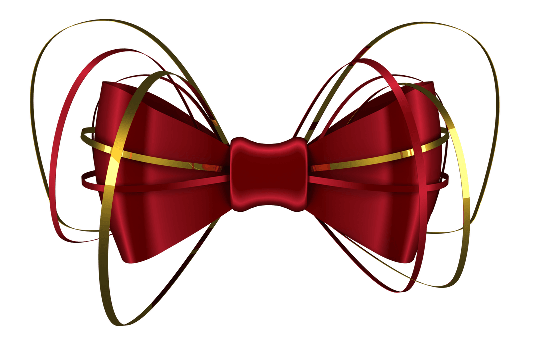 Elegant Red and Gold Bow on Transparent Background