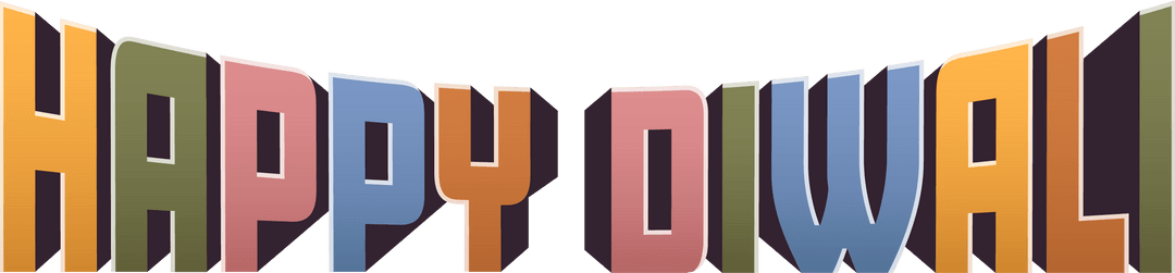 Colorful 3D Happy Diwali Text on Transparent Background