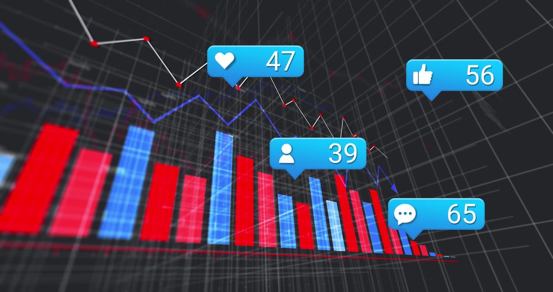 Social Media Engagement Icons Overlaying Data Graph
