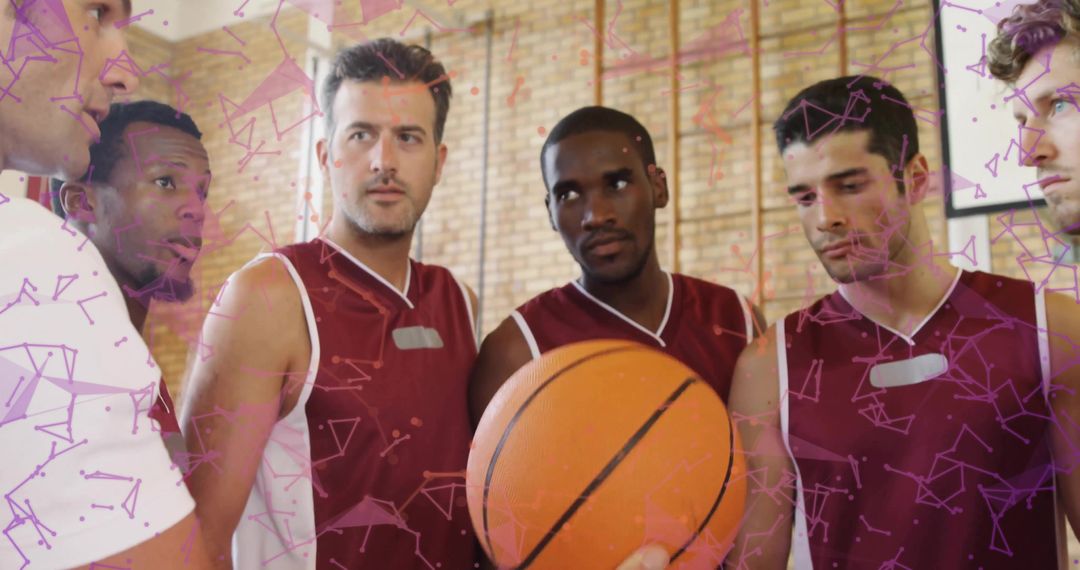 Team Huddle With Coach Guidance on Basketball Court