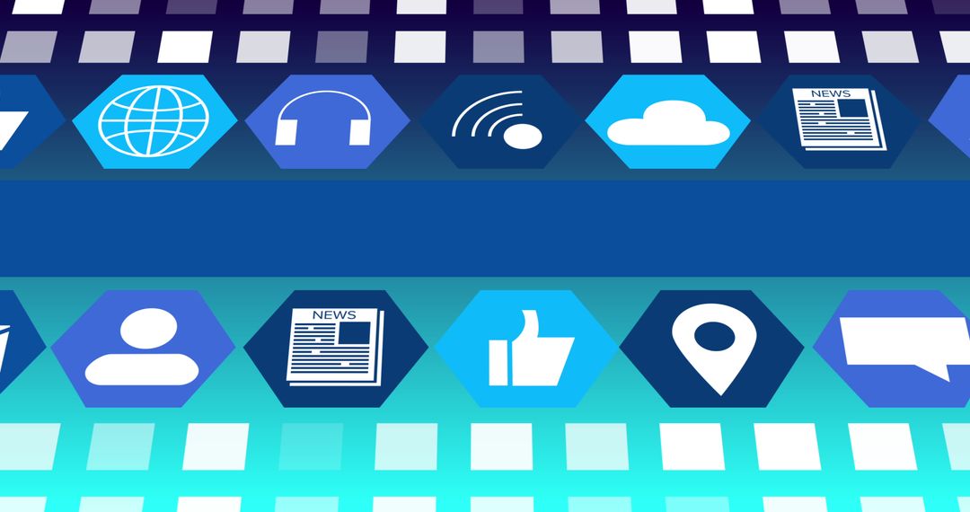 Abstract Digital Icons Overview on Vibrant Grid Background