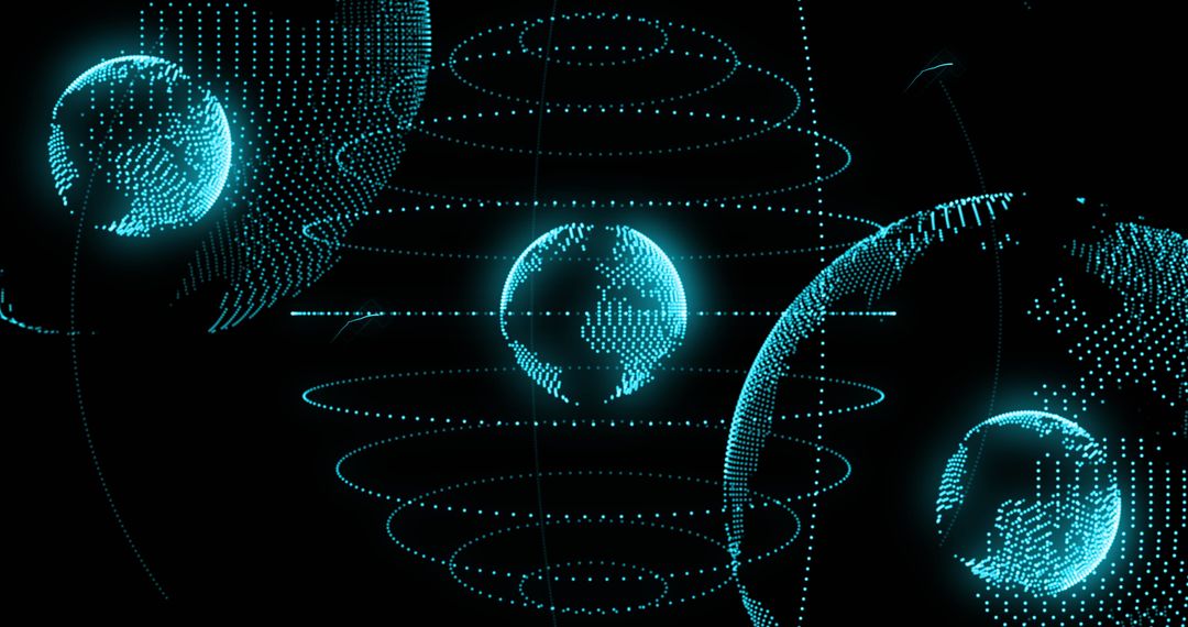 Digital World Network Connections on Rotating Globe
