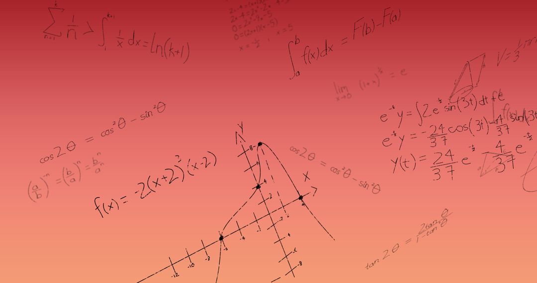 Mathematical Equations on Gradient Pink Background