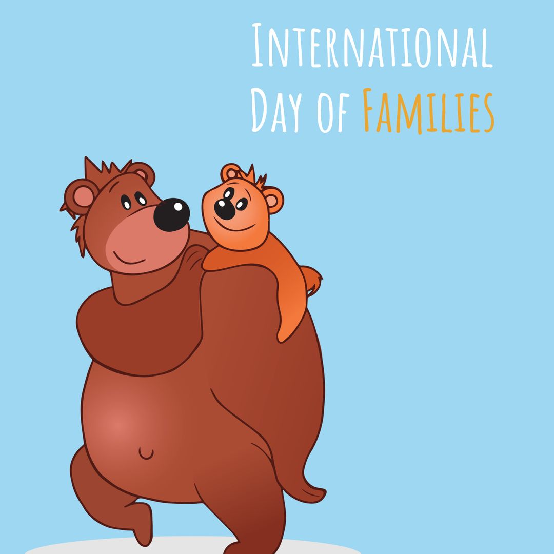 Cartoon Bear Parent and Cub Celebrating Family Bonds