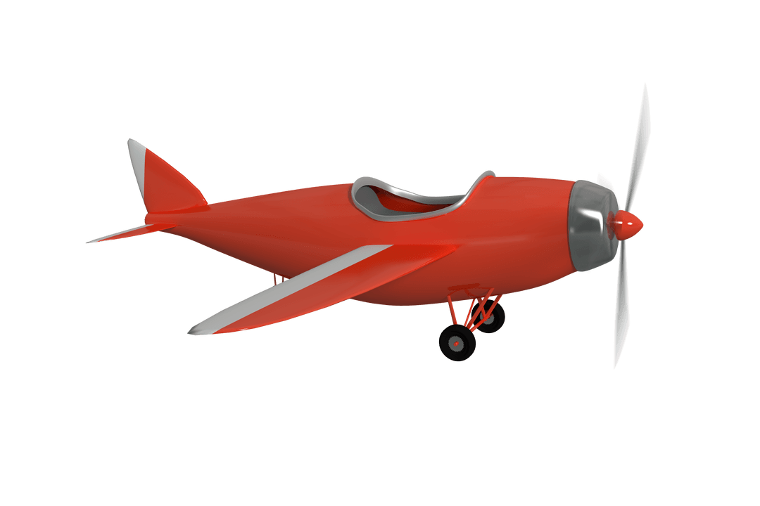 Red Toy Plane Digital Illustration on Transparent Background