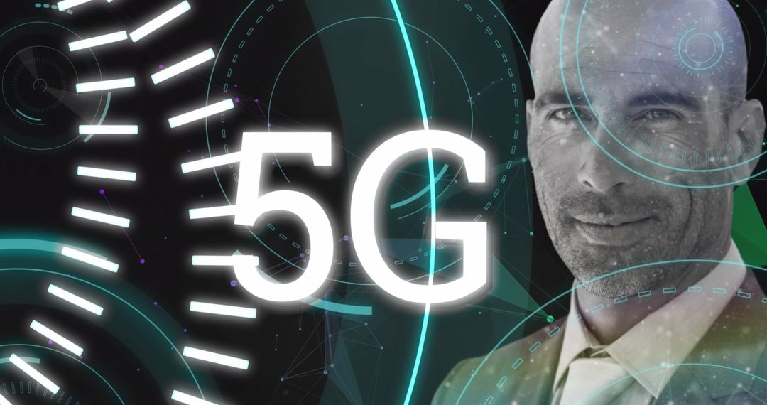 Businessman with Digital 5G Technology Representation
