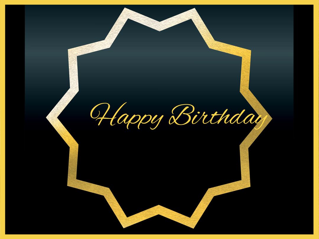 Elegant Geometric Golden Frame Birthday Card Template