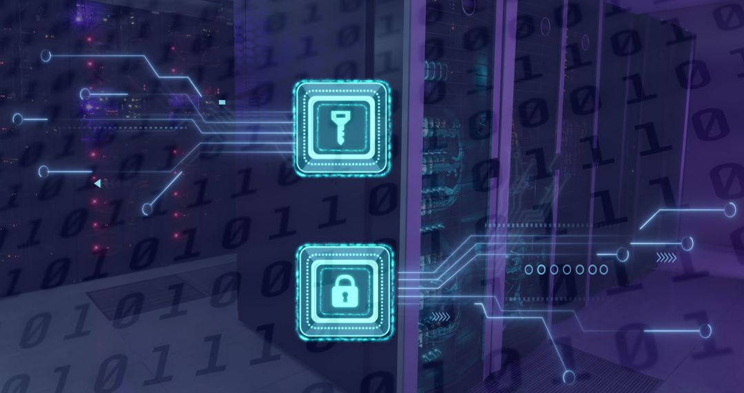 Digital Security Concept with Padlock and Binary Code