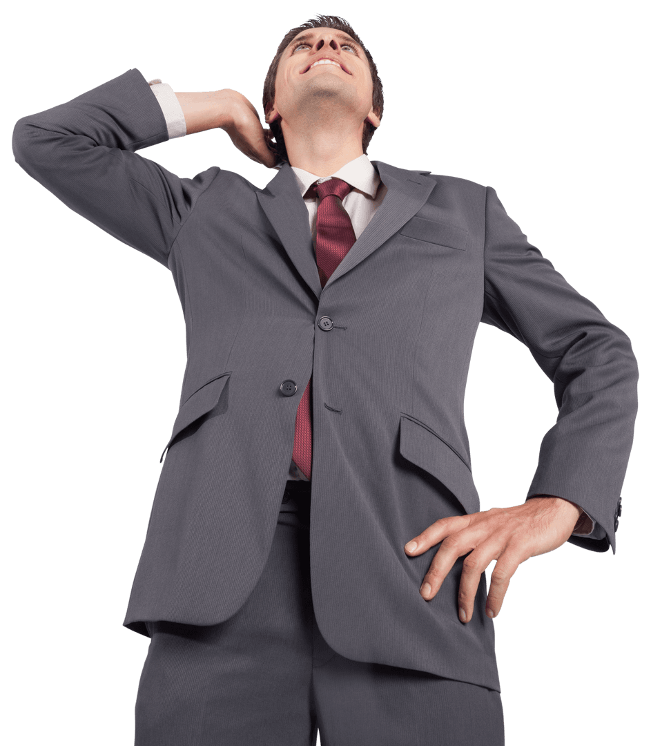 Confident Businessman Looking Upward Transparent Background