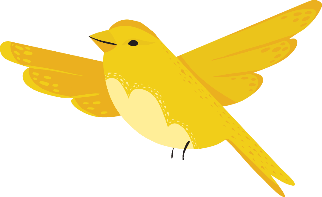 Vibrant Yellow Bird Icon on Transparent Background