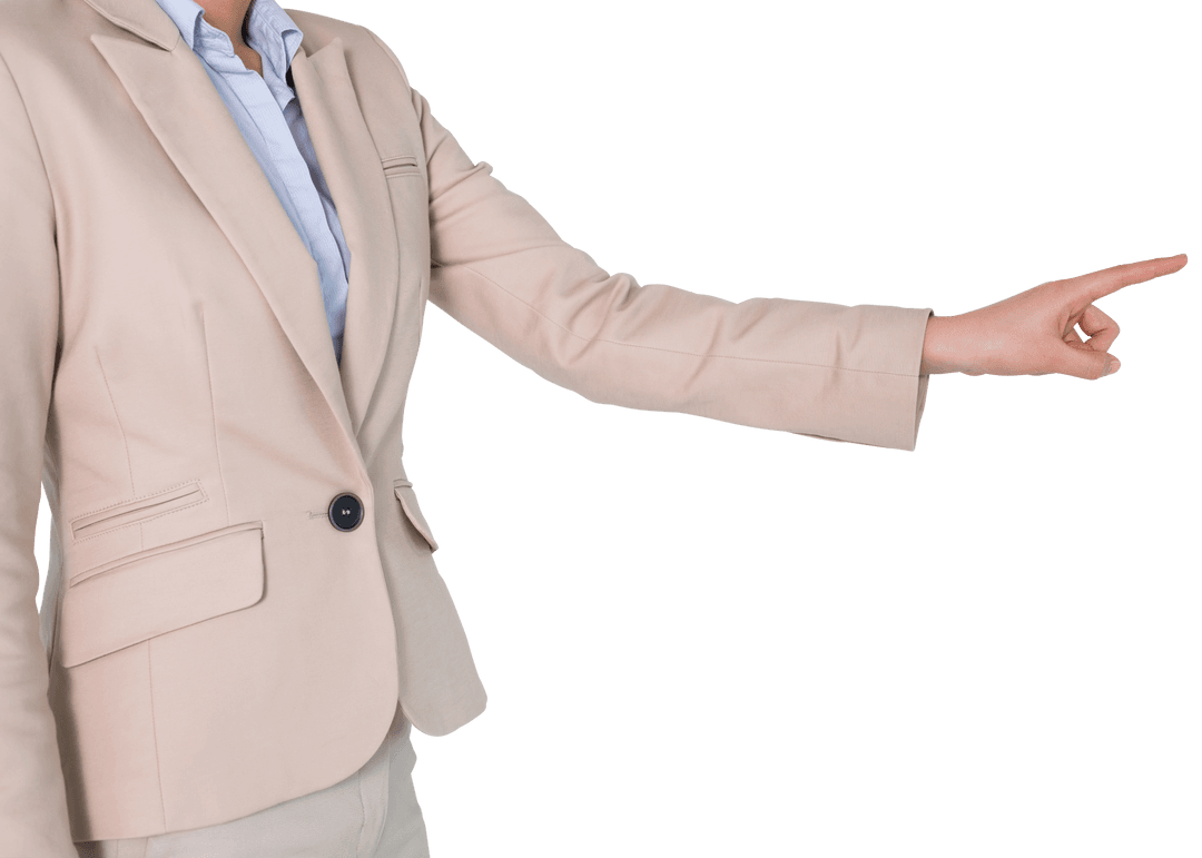 Businesswoman Gesturing Pointing on Transparent Background