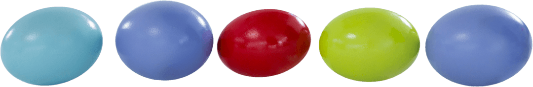 Transparent Multicolored Easter Eggs in a Row