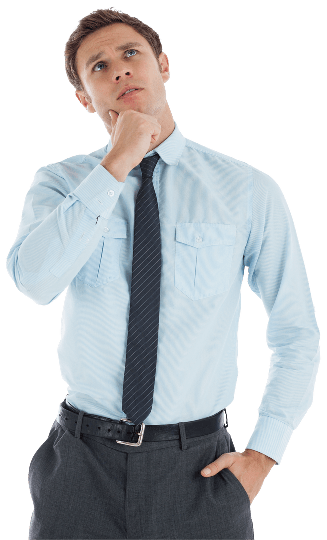 Transparent Thoughtful Businessman Contemplating Decision