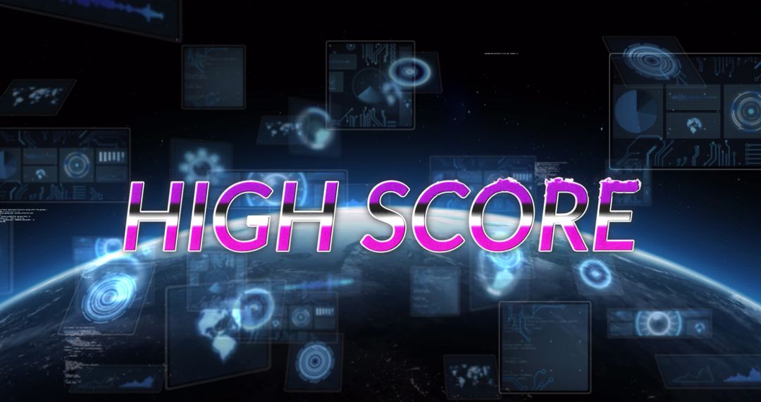 High Score Achievement with Futuristic Digital Graphics