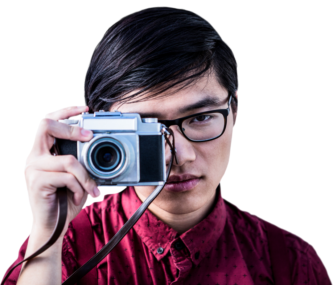 Transparent Hipster Photographer Holding Vintage Camera - Download Free Stock Images Pikwizard.com