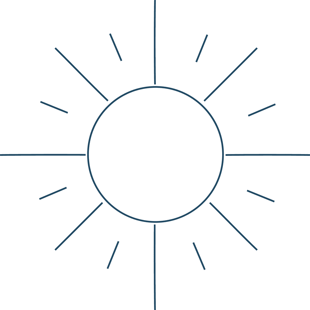 Modern Stylized Sun Icon on Transparent Background for Graphic Design