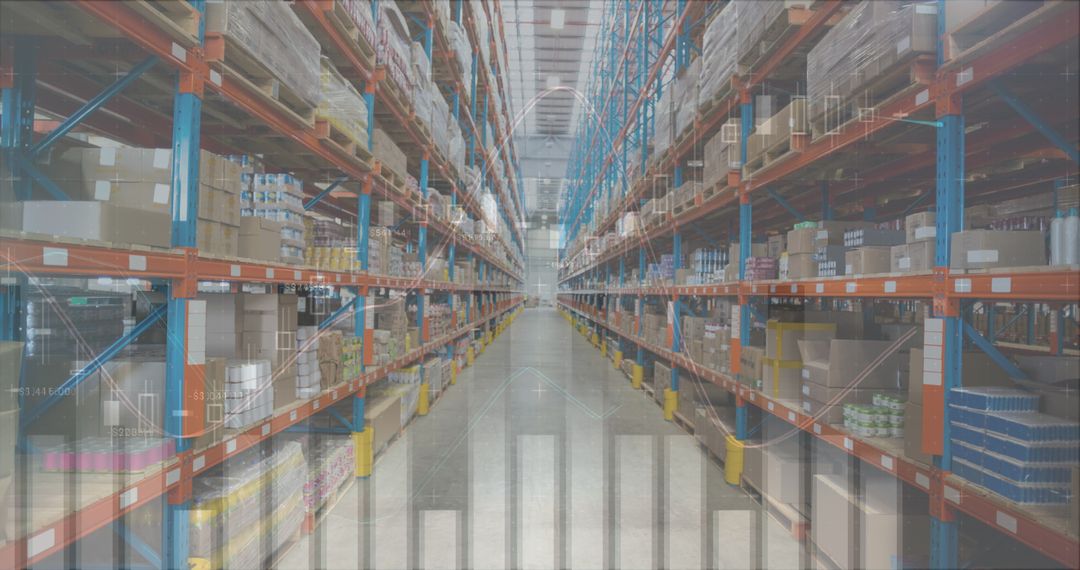 Modern Warehouse With Overlay of Industrial Analytics