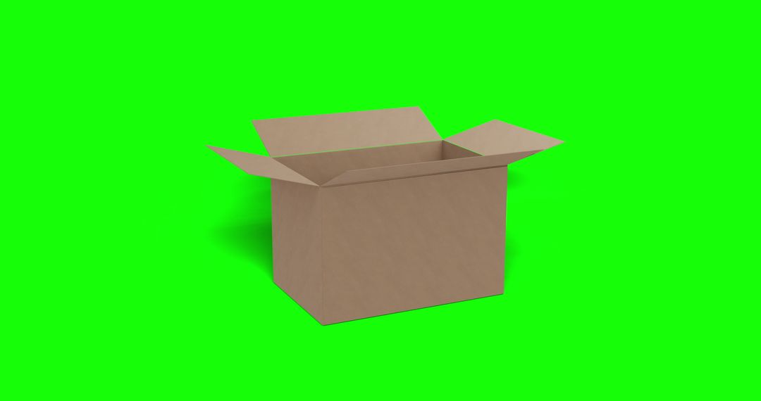 Cardboard Box on Green Screen for Fast Shipping Concept