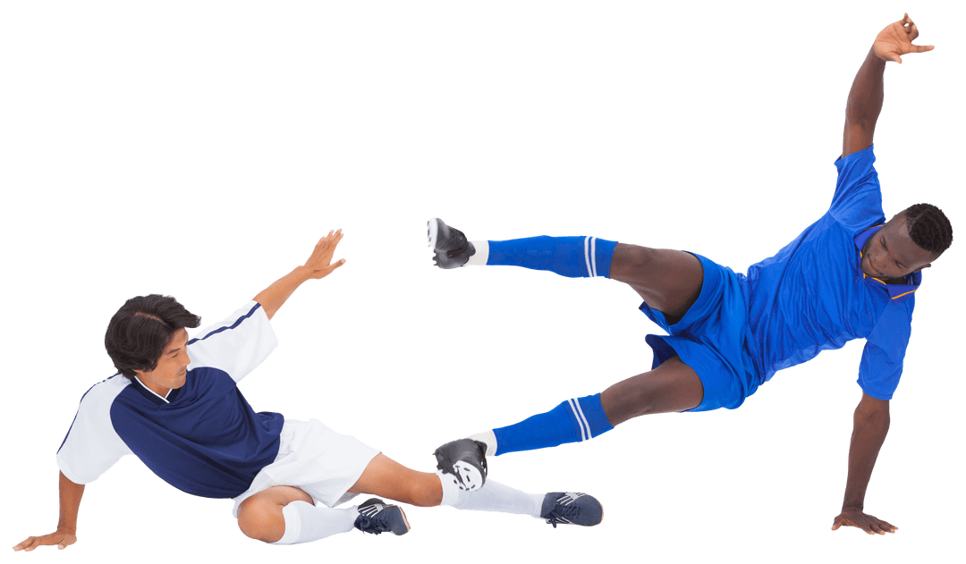 Football Players Tackling in Intense Transparent Action