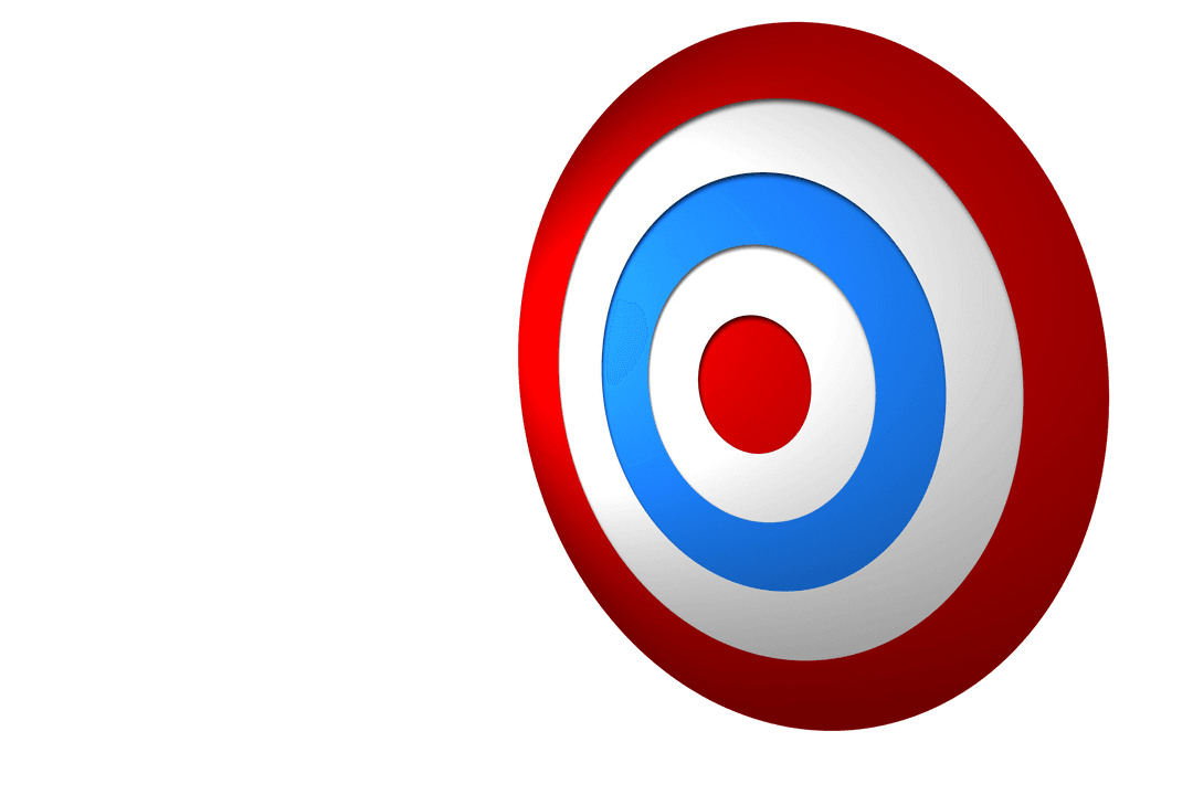 Digital Red and Blue Target Shield on Transparent Background