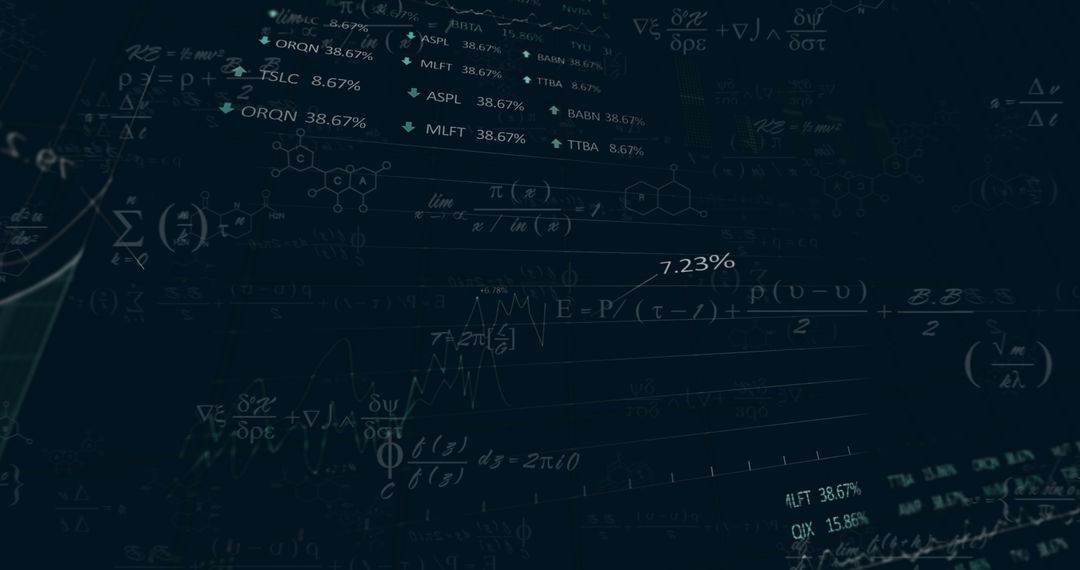 Financial Data with Mathematical Equations and Digital Interface