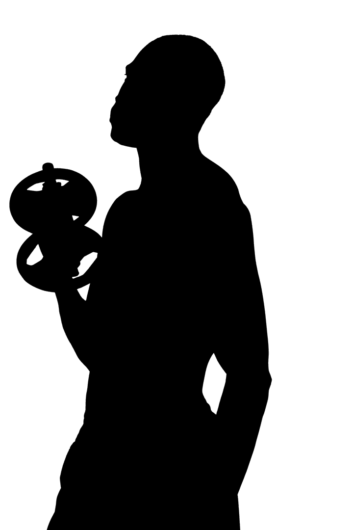 Man Lifting Dumbbell Silhouette Illustration on Transparent Background