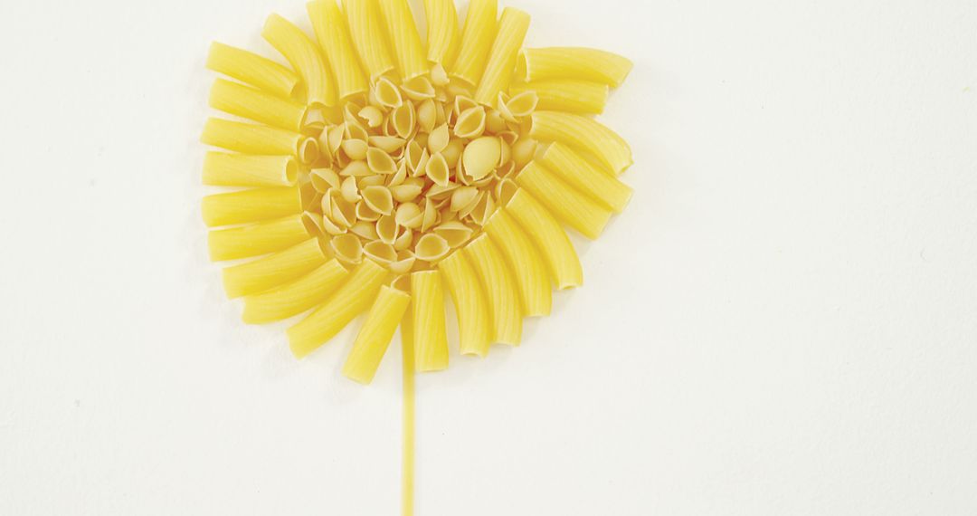 Creative Sunflower Made from Colorful Pasta on White Background - Free Images, Stock Photos and Pictures on Pikwizard.com