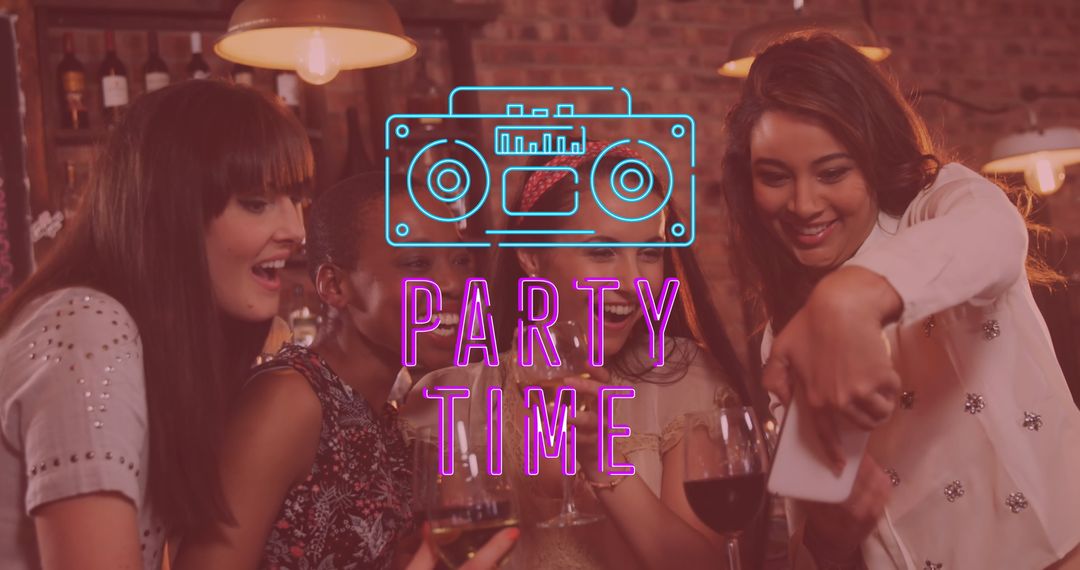 Friends Enjoying Night Out at Lively Bar with Drinks