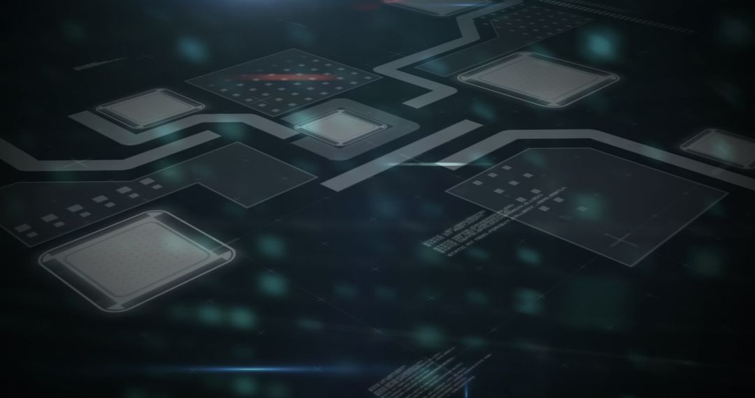 Futuristic Digital Circuit Board with Glowing Elements