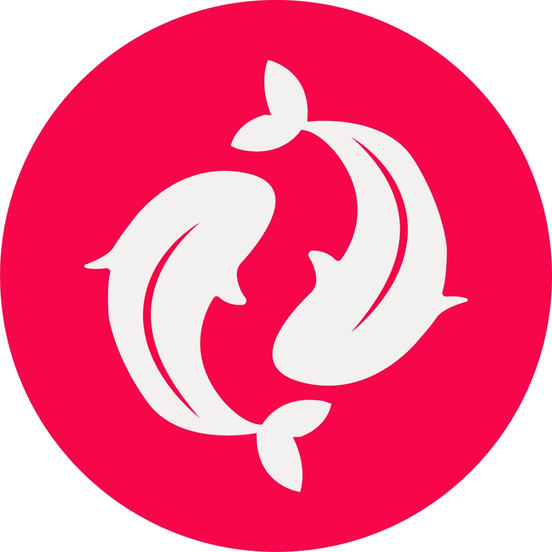 Pisces Zodiac Symbol with Curved Fish on Transparent Background