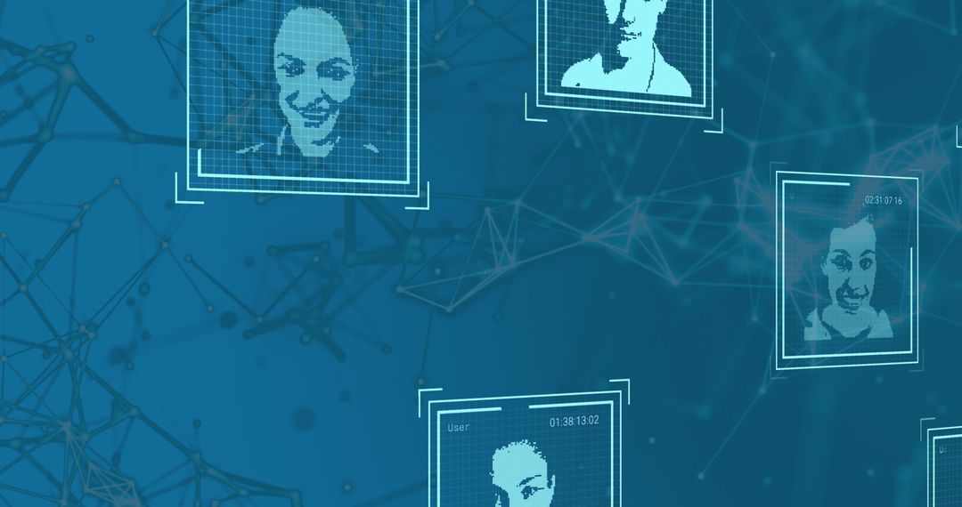 digital interface with faces on abstract network background - Free Images, Stock Photos and Pictures on Pikwizard.com