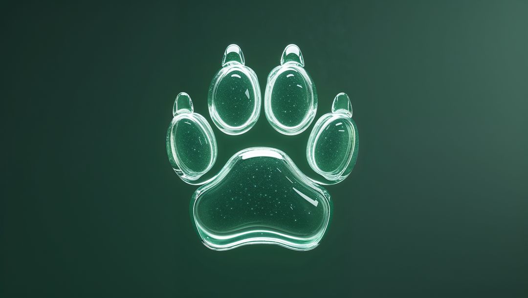 Floating Translucent Paw Print Icon on Green Backdrop